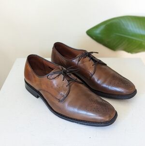 Allen Edmonds Flatiron Bourbon Brown Leather Brogue Oxford Dress Shoes